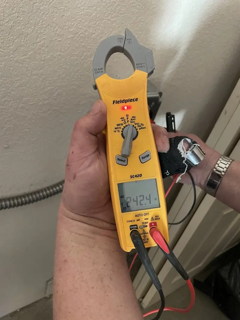 Voltage testing with clamp meter during Aluminum Wiring Replacement in Mebane